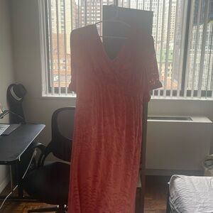 Farm Rio Anthropologie Dress | Orange Midi Dress